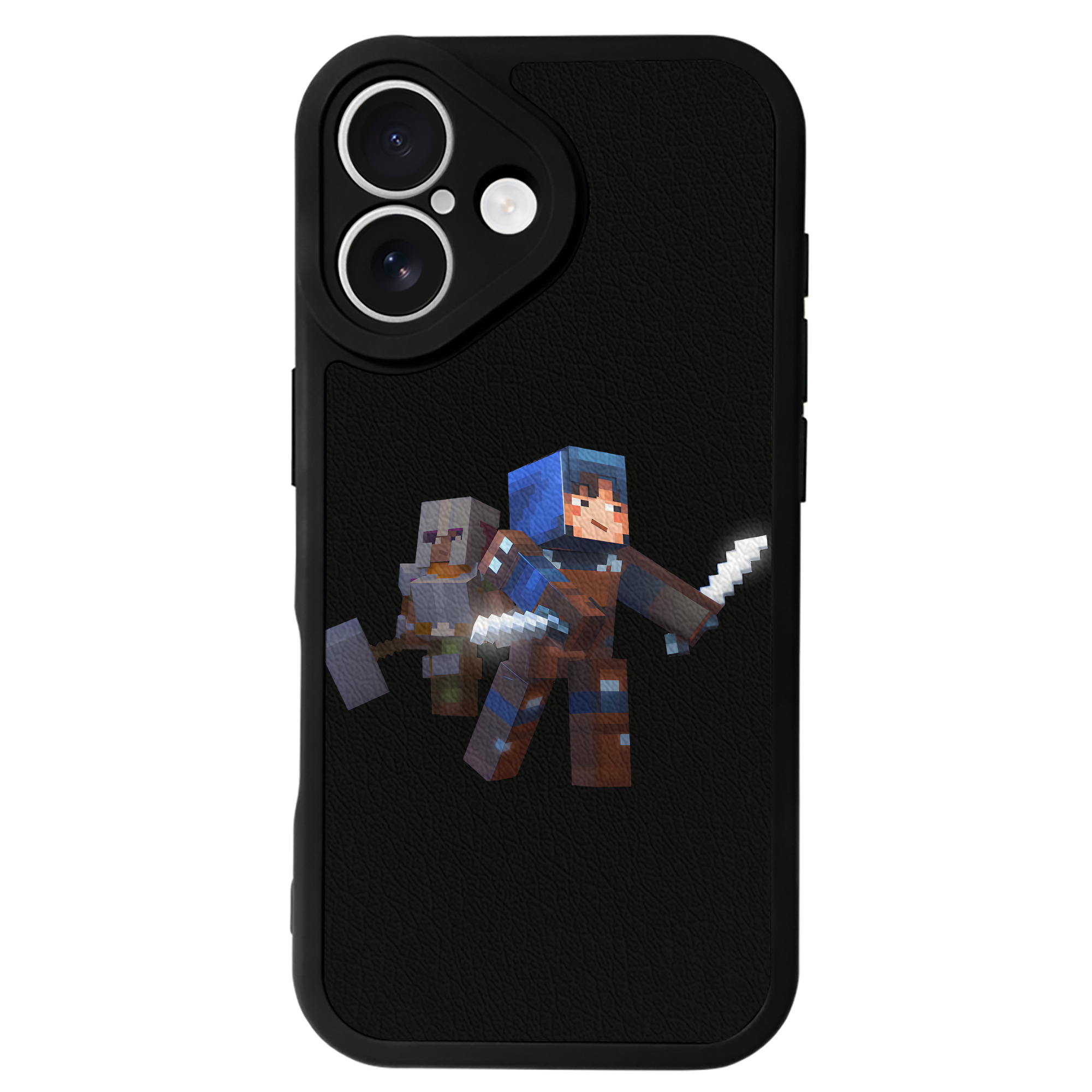 （画像用） マインクラフト ブロックの世界 Minecraft MC Block world 【iPhone 16シリーズ対応】シリコンスマホケース（レザー調） 材質：シリコン